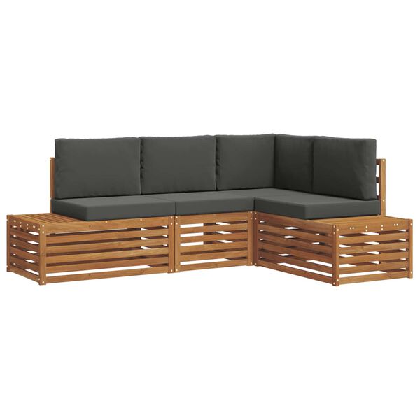 vidaXL Set de canapele de exterior 4 Bucată Natural și Antracit