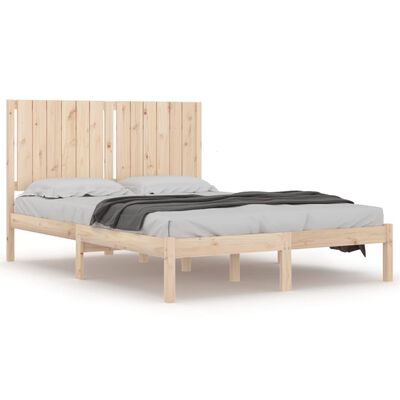vidaXL Cadru de pat dublu, 135x190 cm, lemn masiv de pin