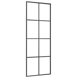 vidaXL Ușă glisantă, negru, 76x205 cm, sticlă ESG și aluminiu