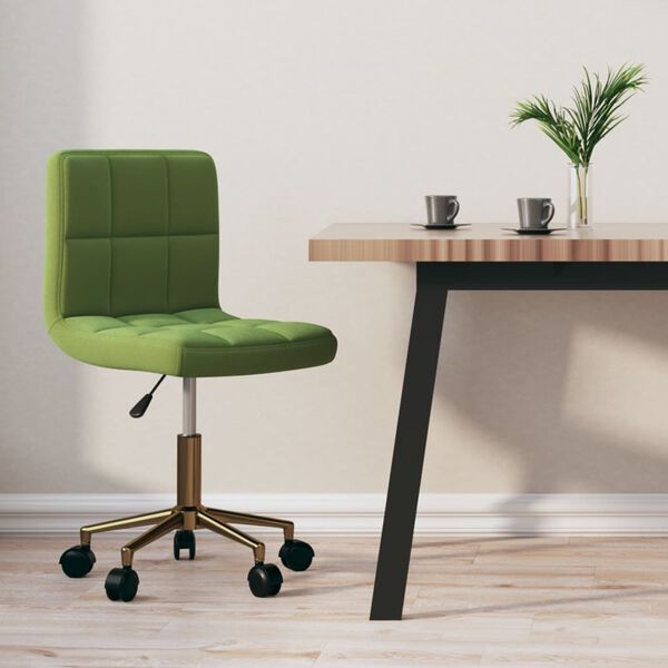 vidaXL Scaun de bucătărie pivotant, verde deschis, catifea