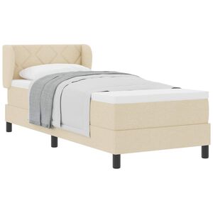 vidaXL Pat cu arcuri cu saltea cu headboard Crem 80 x 200 cm țesătură