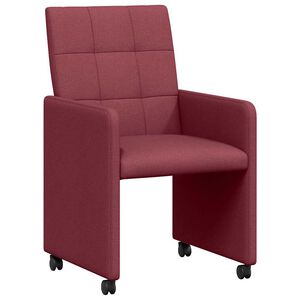 vidaXL Scaune de dining cu roți 2 buc. țesătură bordo 58 x 65 x 94 cm