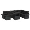 vidaXL Set mobilier de grădină cu perne, 9 piese, negru, poliratan