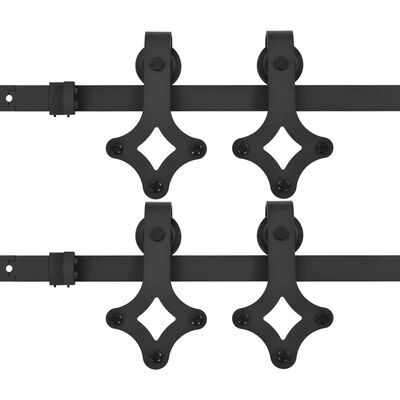 vidaXL Seturi feronerie uși glisante, 2 buc., negru, 183 cm, oțel