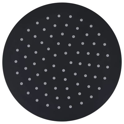 vidaXL Cap de duș tip ploaie rotund, negru, 20 cm, oțel inoxidabil