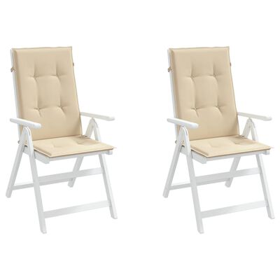 vidaXL Perne scaun spătar înalt, 2 buc., bej, 120x50x3 cm, textil