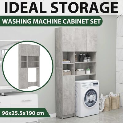 vidaXL Set dulap mașina de spălat, gri beton, PAL