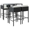 vidaXL Set mobilier bar de grădină cu perne, 5 piese, negru, poliratan