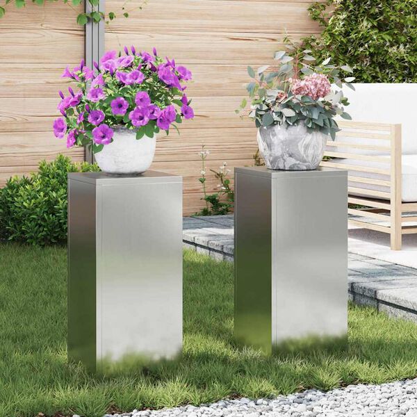 vidaXL Suport pentru plante 2 pcs Argintiu 24 x 24 x 55 cm