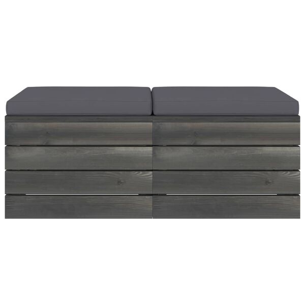 vidaXL Tabureți de grădină din paleți cu perne, 2 buc., lemn masiv pin