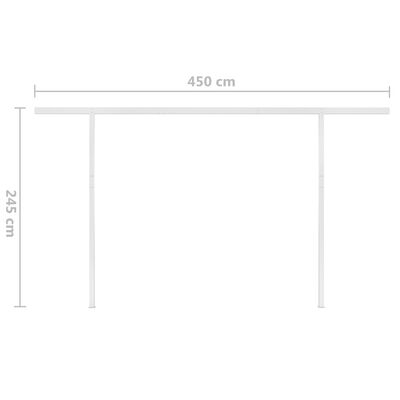 vidaXL Copertină retractabilă manual, stâlpi, albastru/alb, 4,5x3,5 m