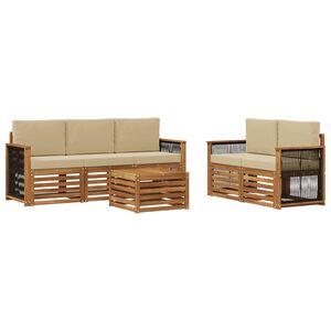 vidaXL Seturi de canapele cu pernă 6 pcs Lemn Solid de Acacia