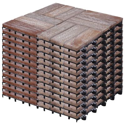 vidaXL Plăci de pardoseală, 11 buc., 30 x 30 cm, lemn masiv reciclat