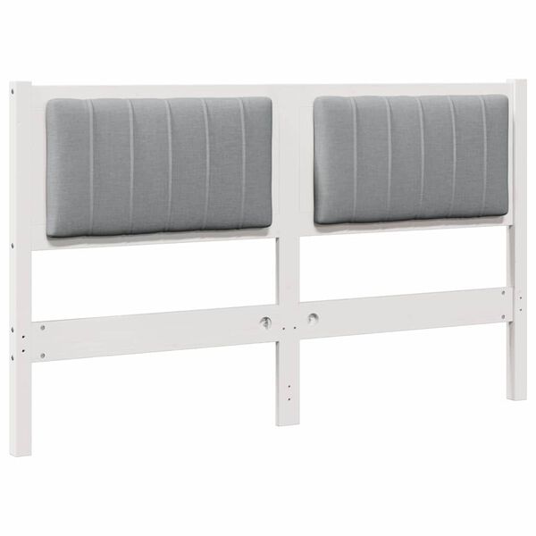vidaXL Tăblie tapițată cu headboard Alb 140 cm Lemn de pin masiv