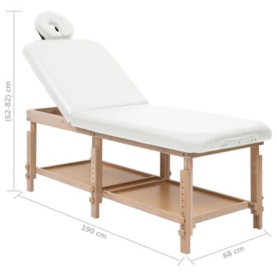 vidaXL Masă de masaj cu 2 zone, alb, piele ecologică