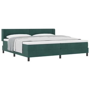 vidaXL Pat cu arcuri cu headboard Verde &icirc;nchis 200 x 200 cm Catifea