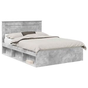 vidaXL Cadru de pat Gri Concret 150 x 200 cm Lemn de pin masiv