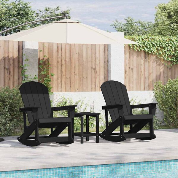 vidaXL Set de lounge pentru grădină 3 pcs Negru HDPE