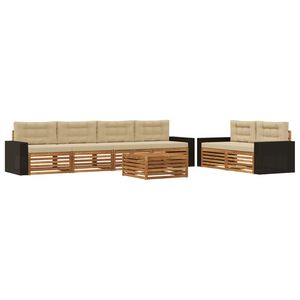 vidaXL Set de canapele de exterior 7 buc. Natural și Bej Poliester