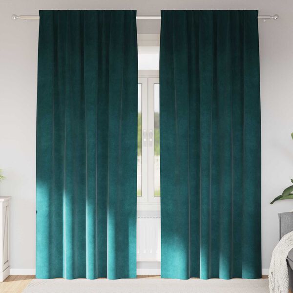 vidaXL Perdele opace 2 pcs Verde închis 140 x 245 cm Catifea