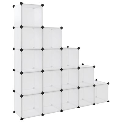 vidaXL Organizator cub de depozitare, 15 cuburi, transparent, PP