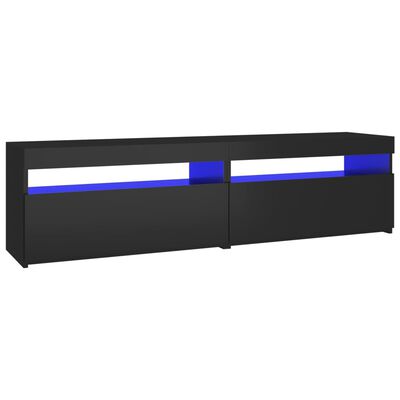 vidaXL Comode TV cu lumini LED, 2 buc., negru, 75x35x40 cm