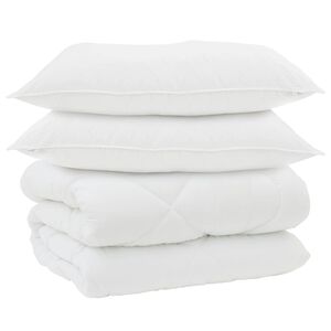 vidaXL Duvet de iarnă cu pernă 3 pcs Alb Microfibră