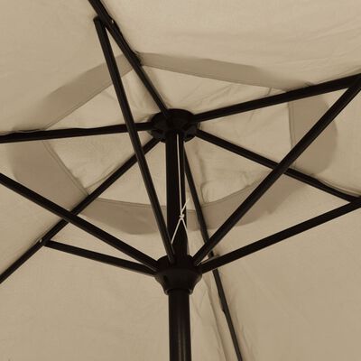 vidaXL Umbrelă de soare exterior, LED-uri și stâlp oțel, taupe, 300 cm
