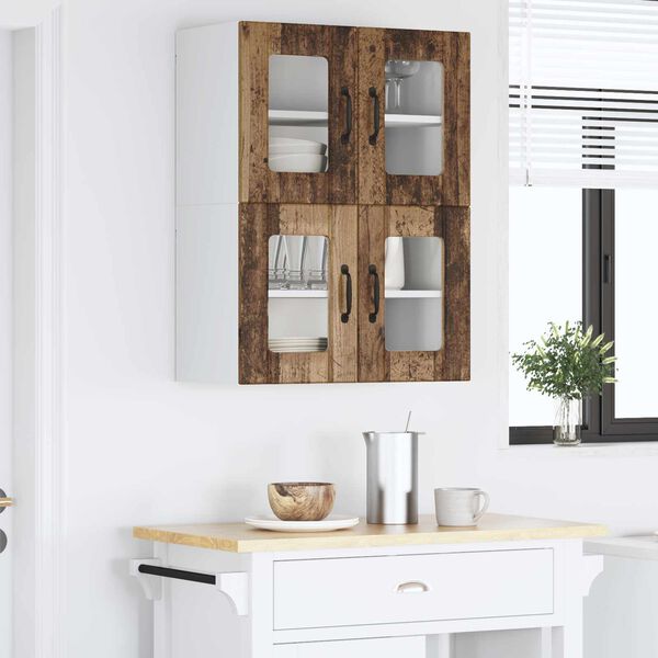 vidaXL Dulap de bucătărie cu raft 2 pcs Lemn vechi 60 x 31 x 40 cm