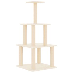 vidaXL Ansamblu de pisici cu st&acirc;lpi din funie de sisal, crem, 111 cm