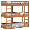 vidaXL Pat supraetajat triplu, maro ceruit, 90x190 cm, lemn masiv pin