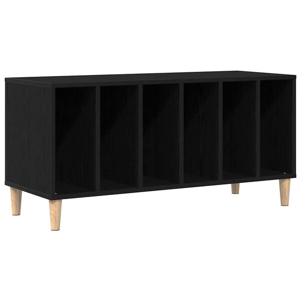 vidaXL Dulap pentru discuri de vinil Stejar Negru 100 x 38 x 48 cm