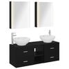 vidaXL Set de mobilier pentru baie 5 pcs Stejar Negru