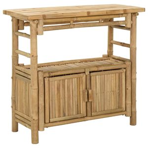 vidaXL Masă de consolă cu raft cu ușă natural 80 x 35 x 75 cm Bambus