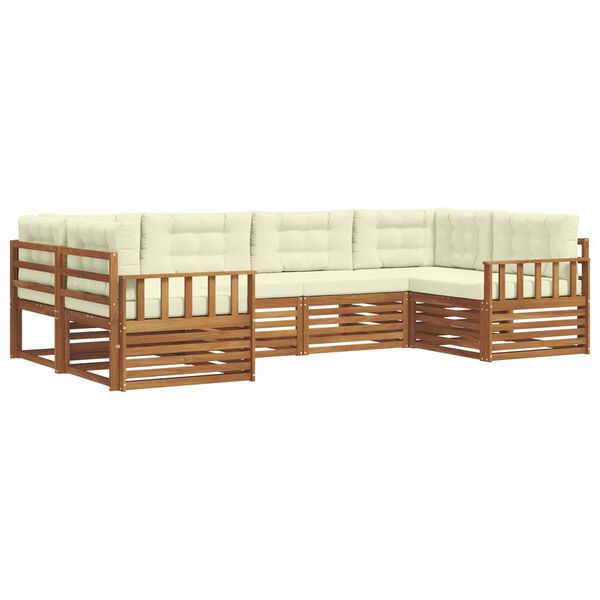 vidaXL Set de canapele de exterior cu pernă 6 pcs Natural și Crem