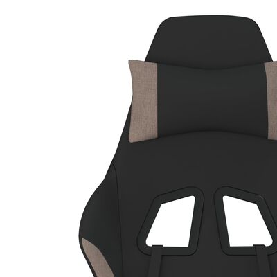 vidaXL Scaun de gaming cu masaj/suport picioare, negru / taupe, textil