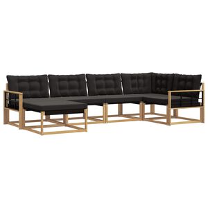 vidaXL Set de canapele de exterior cu pernă 6 pcs Alb și negru