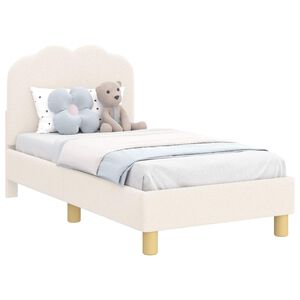 vidaXL Cadru de pat pentru copii cu spătar Crem 70 x 140 cm Boucl&eacute;