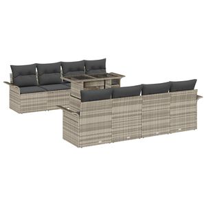 vidaXL Set de canapele pentru grădină 9 pcs Gri deschis Rattan poli