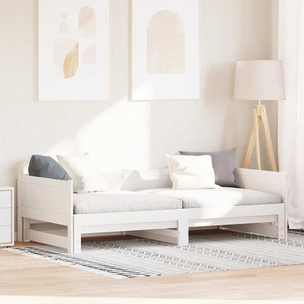 vidaXL Pat de zi extensibil Alb 203,5 x 184 x 56,5 cm