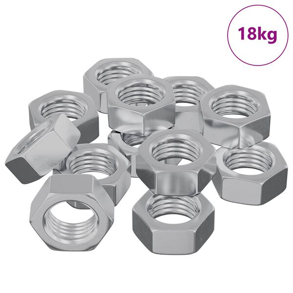 vidaXL Piuliță hexagonală 9000 pcs Argintiu Metal