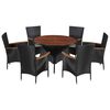 vidaXL Set mobilier de exterior 7 piese negru, poliratan, lemn acacia
