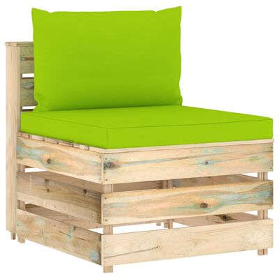 vidaXL Canapea de grădină cu 3 locuri cu perne, lemn impregnat verde