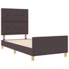 vidaXL Cadru de pat cu headboard Maro &icirc;nchis 90 x 190 cm țesătură