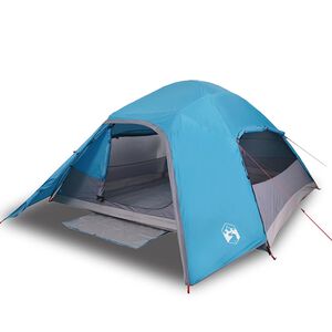 vidaXL Cort de camping cupolă pentru 4 persoane, albastru, impermeabil