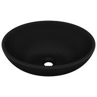 vidaXL Chiuvetă de lux, negru mat, 40 x 33 cm, ceramică, formă ovală