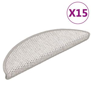 vidaXL Covoraș scări autoadeziv aspect sisal 15 buc. platină 56x17x3cm