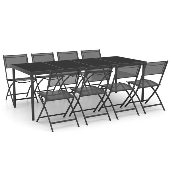 vidaXL Set mobilier de exterior, 9 piese, oțel