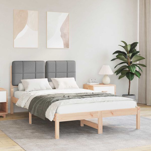 vidaXL Cadru de pat cu tăblie tapițată Gri deschis 120 x 190 cm