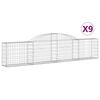 vidaXL Coșuri gabion arcuite, 9 buc., 300x30x60/80 cm, fier galvanizat
